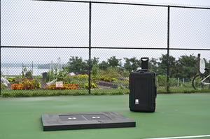 force plates and case in a garden