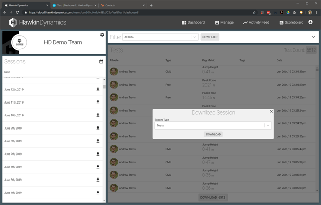 force plate data export